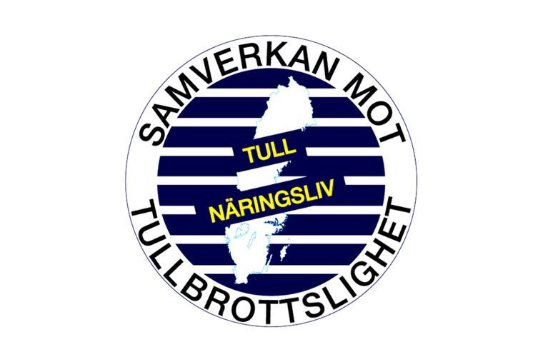 En logotyp placerad i mitten av bilden. Logotypen har budskapet Samverkan mot tullbrottslighet.